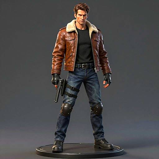 Confident Male with Handgun Illustration