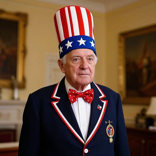Elderly Man in Patriotic Costume