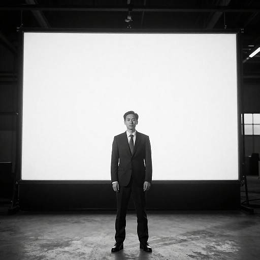 Dramatic Black-and-White Warehouse Portrait
