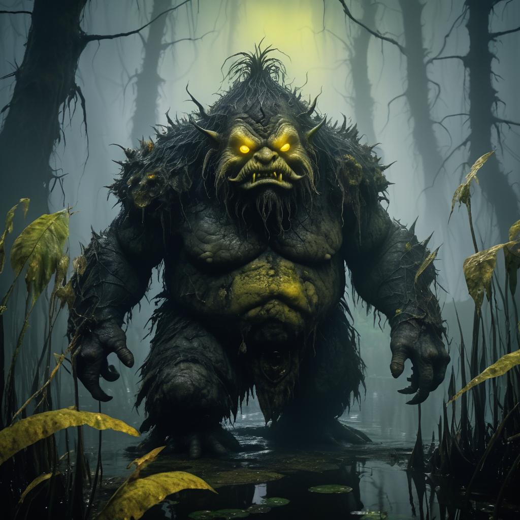 Nightmarish Troll Emerges from Swamp