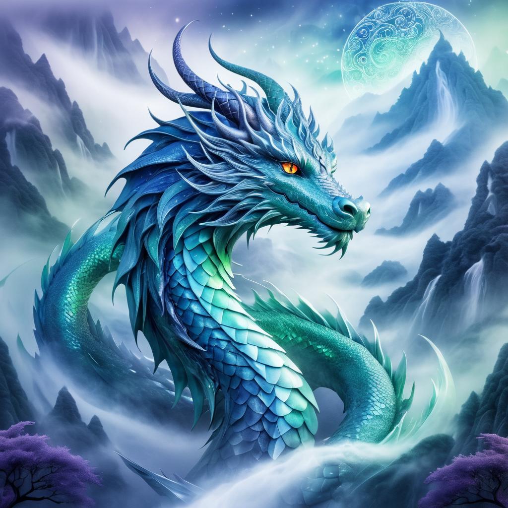 Ethereal Dragon in Mystical Mountainscape