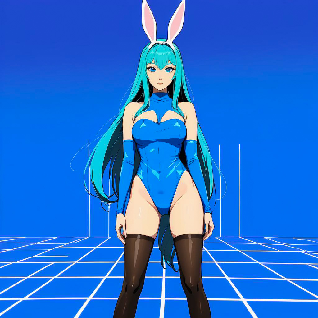 Bunny Girl in Electric Blue Studio