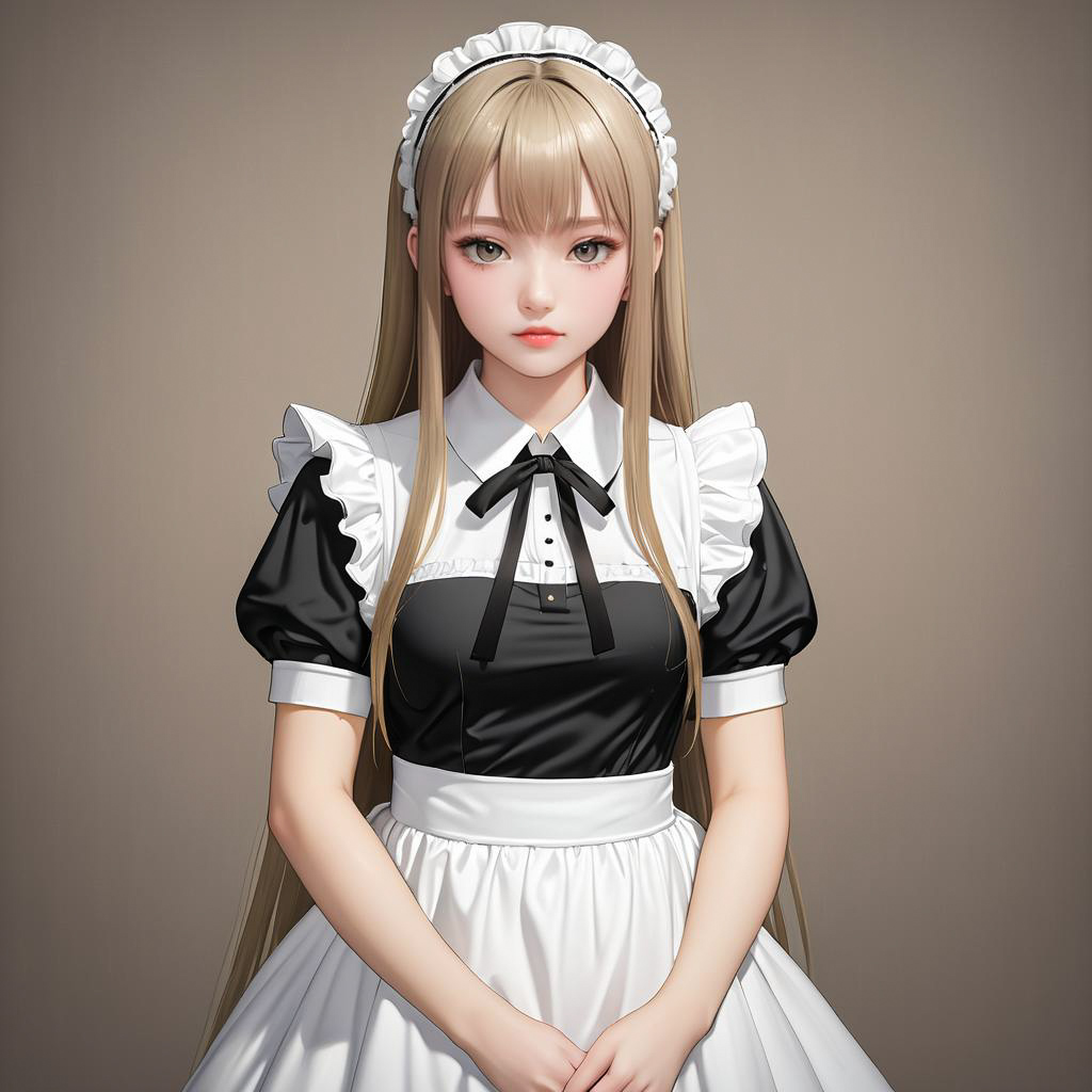 Blushing Maid in Realistic Style