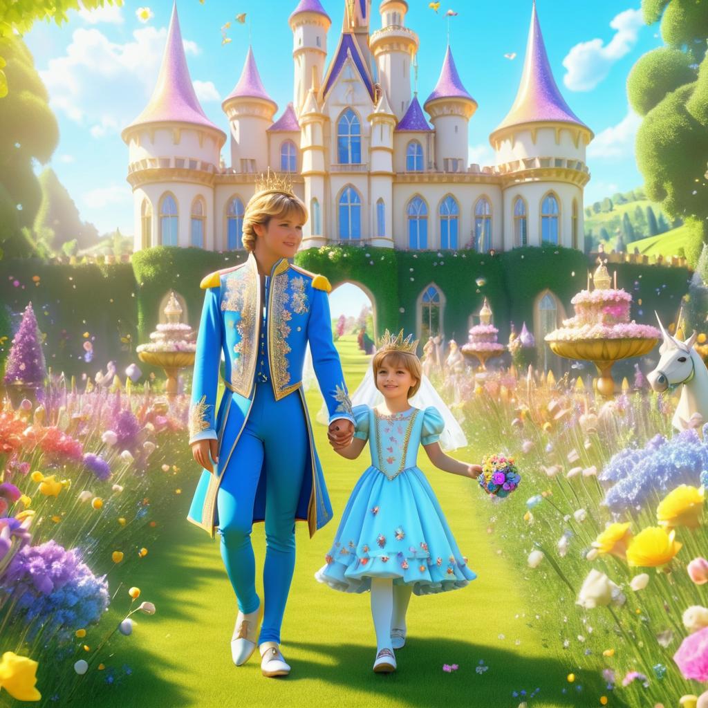 Charming Prince and Boy in Enchanted Meadow