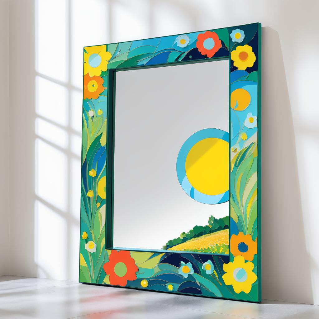 Playful Van Gogh Mirror in Impressionist Style