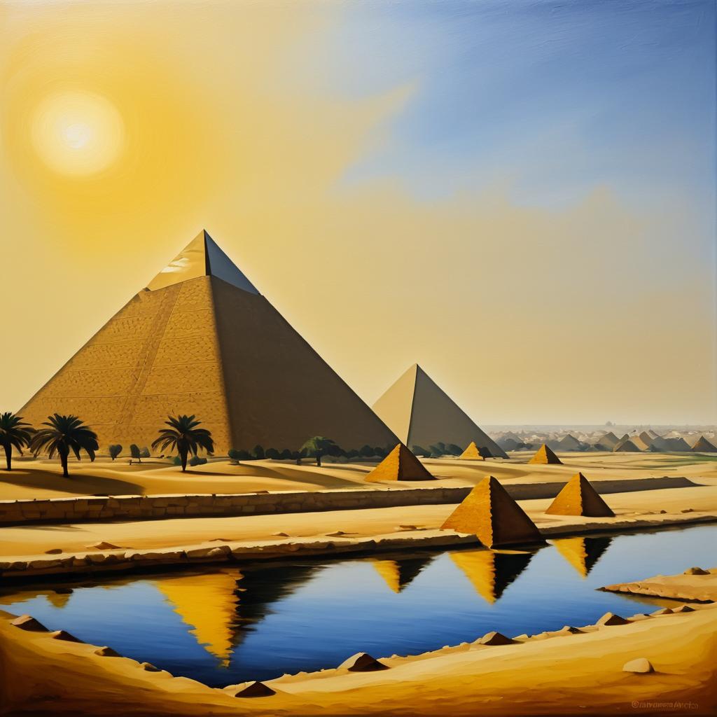 Pyramids of Giza in Vermeer Style