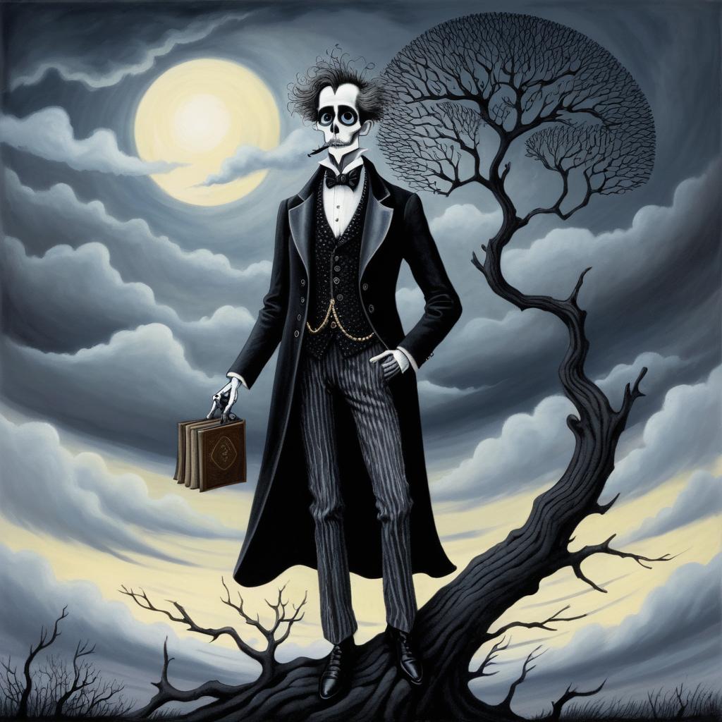 Eerie Librarian in Tim Burton Style