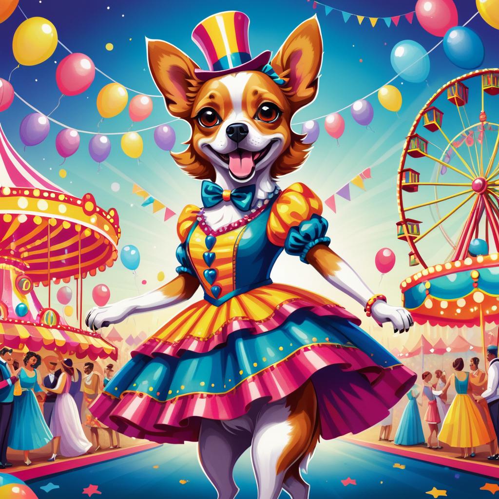 Vibrant Ecchi Dog in Carnival Dress