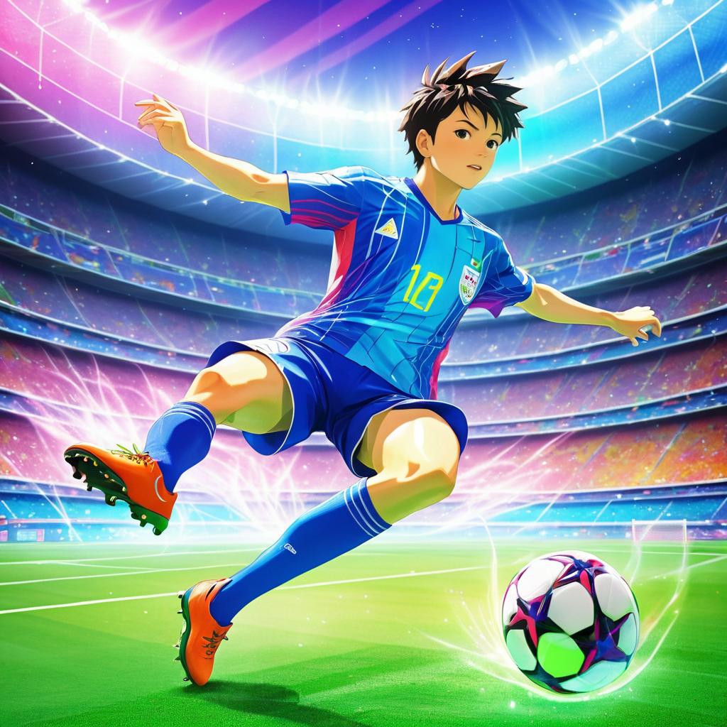 Dynamic Soccer Action in Anime Style