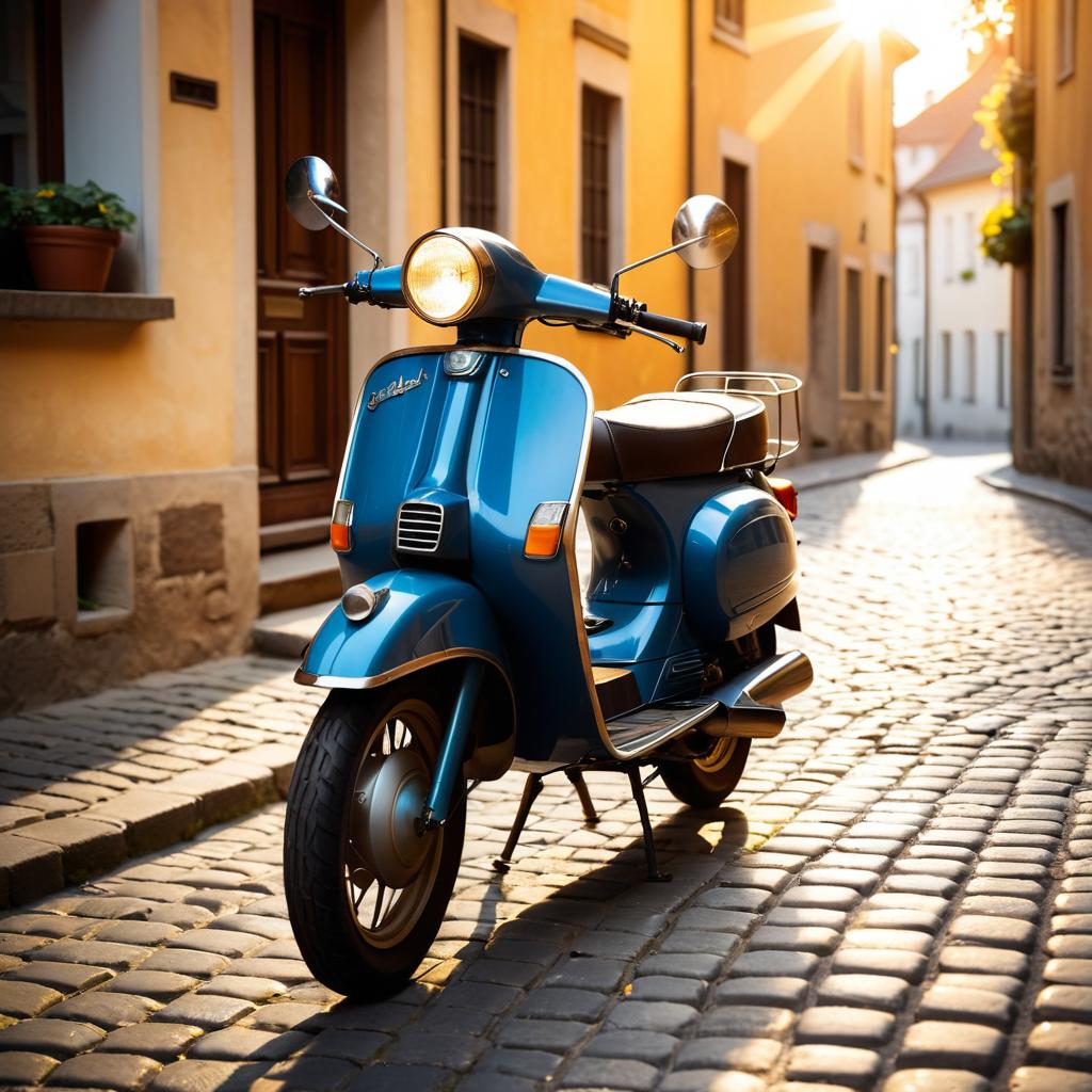 Nostalgic Vintage Moped at Sunset