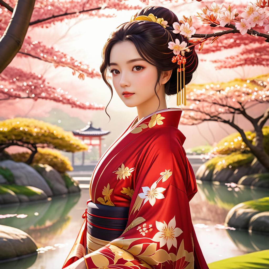 Serene Cherry Blossom Anime Character