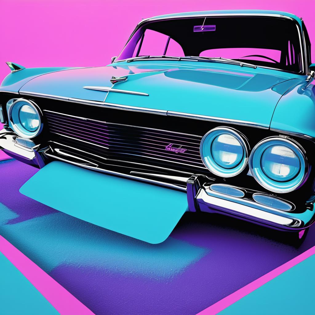 Vibrant Car in Pop Art Style