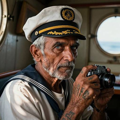 Vintage Portrait of Weathered Sailor