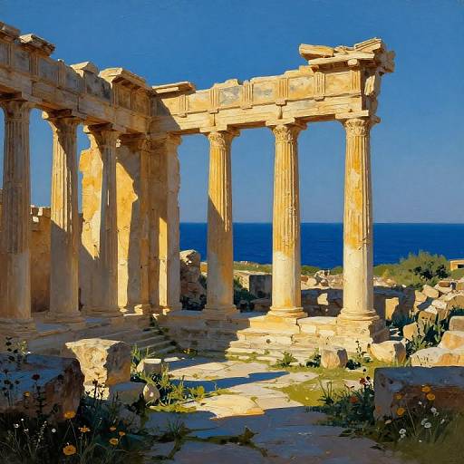 Thera Ancient Ruins at Sunset