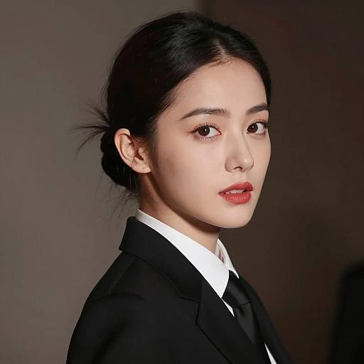 Elegant Woman in Black Suit Portrait