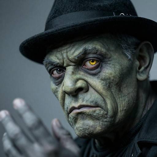 Mystical Green-Skinned Masked Figure