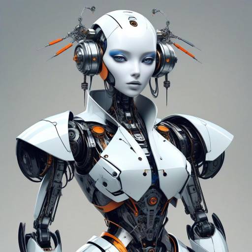 Futuristic Female Cyborg with Blue Armor