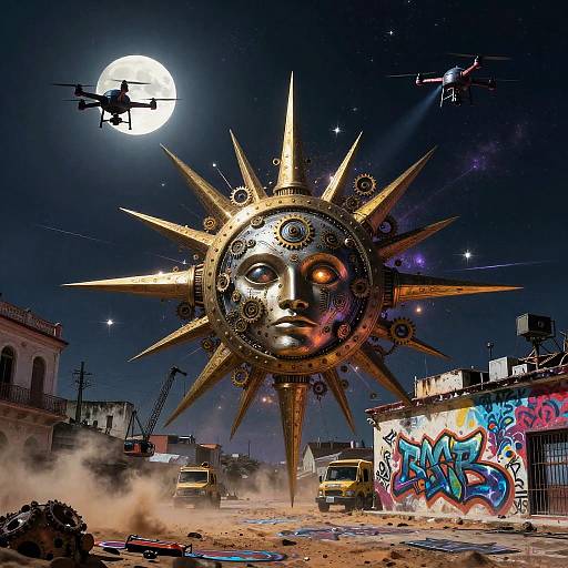 Cosmic Steampunk Graffiti in Havana