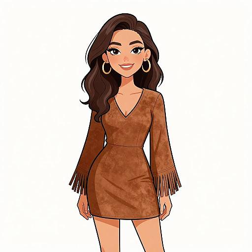 Bohemian Woman in Earth-Tone Dress