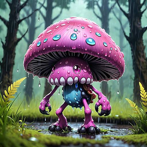 Mysterious Forest Monster with Pink Eyes
