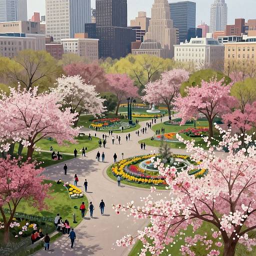 Impressionistic Aerial View of City Park