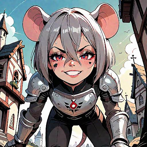 Grinning Mouse-Humanoid Warrior by Castle