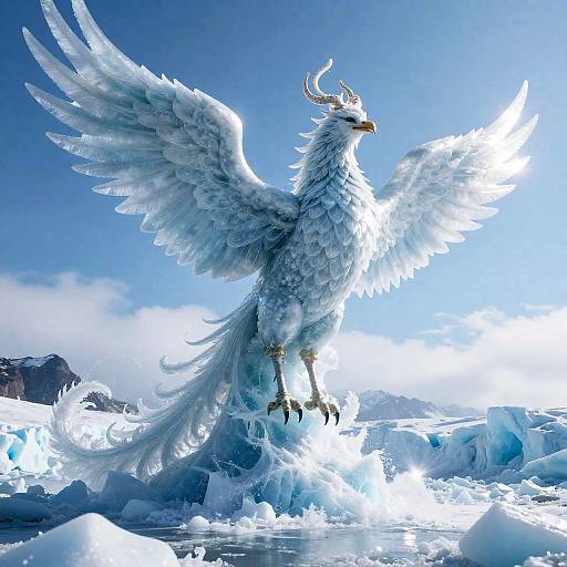 Colossal Ice Phoenix Rising from Glacier