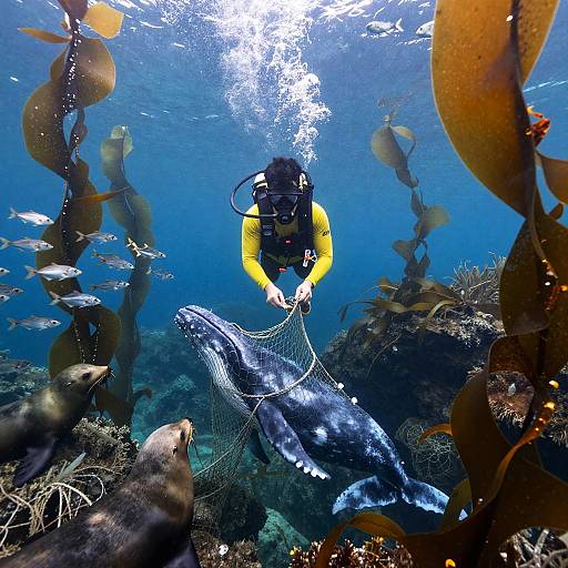 Marine Volunteer Frees Entangled Whale Calf