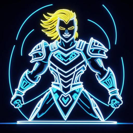 Neon Gladiator Warrior Illustration