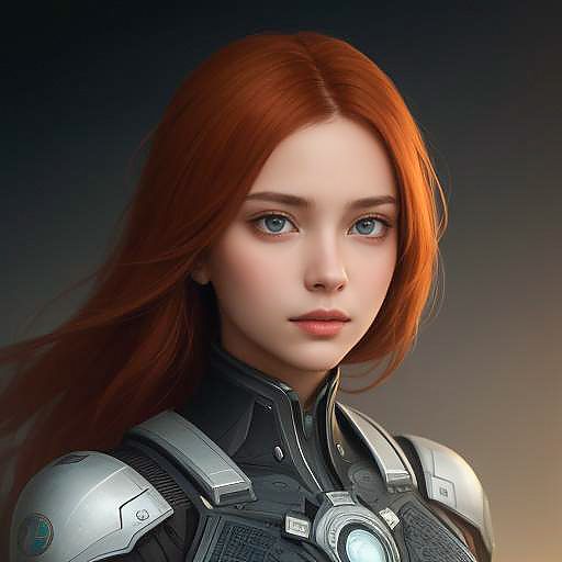 Majestic Female Mech with Orange Hair