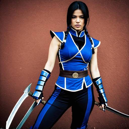 Woman in Blue Cosplay Costume with Swords