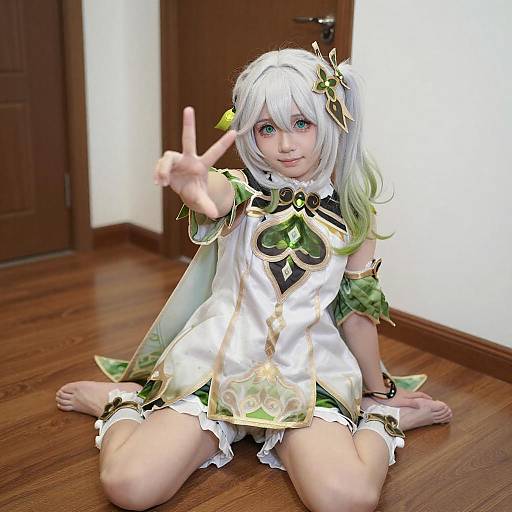 Fantasy Cosplayer Peace Sign Pose