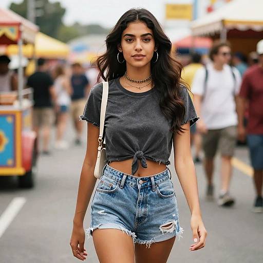 Slim Woman in Casual Streetwear