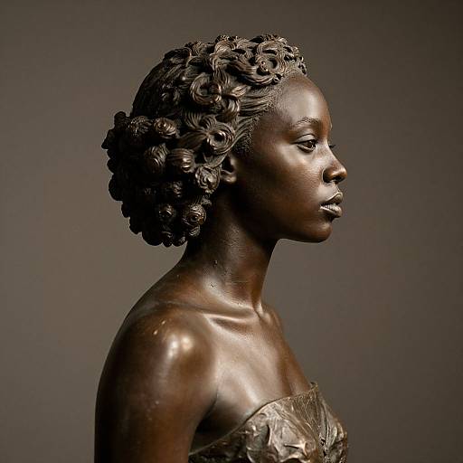 Bronze Sculpture of Black Woman Side Profile
