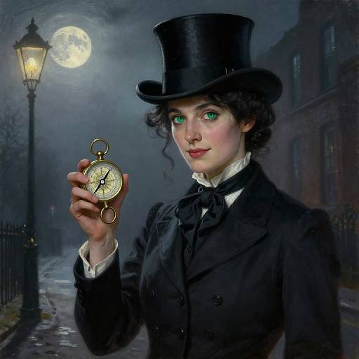 Victorian Female Detective in Moonlight