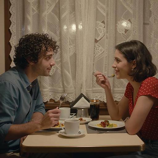 Romantic Dinner in a Dimly Lit Restaurant