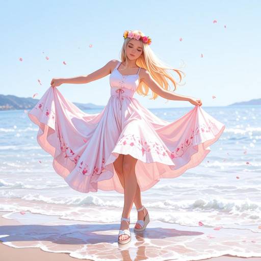 Joyful Girl in Summer Dance
