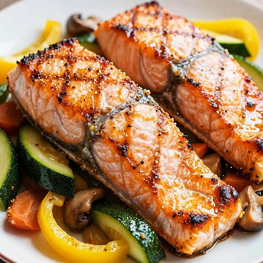 Grilled Salmon with Sautéed Vegetables