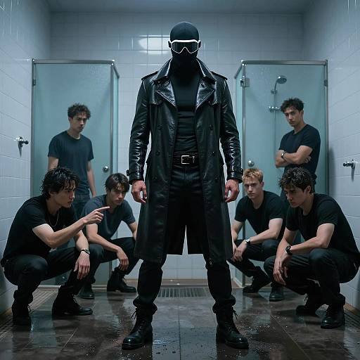 Mysterious Midnight Shower Room Scene