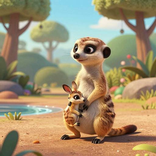 Pixar-Style Nurturing Meerkat Animation