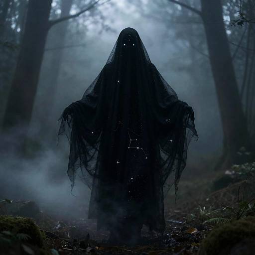 Ghostly Wraith in Starry Fog