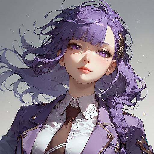 Anime Girl with Purple Hair and Braid