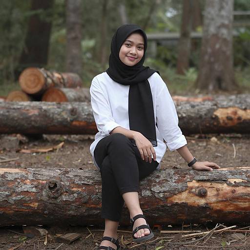 Young Asian Woman in Forest Clearing