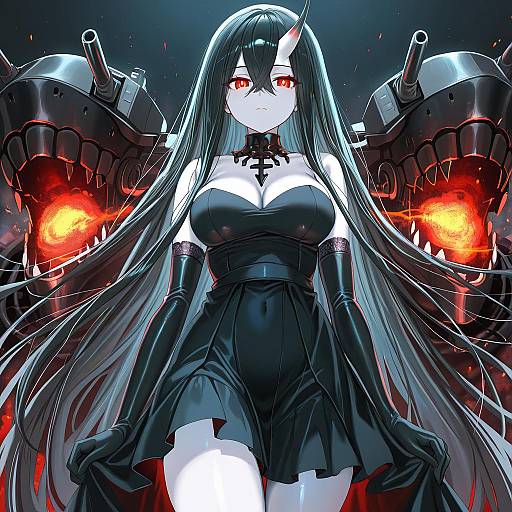 Illustration of Battleship water oni, kantai collection in the style of Haruri