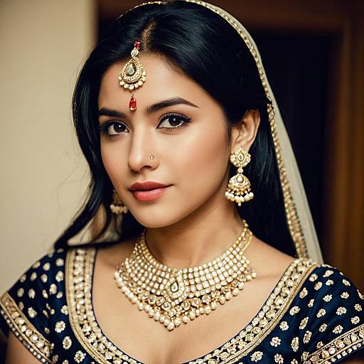 South Asian Bride in Traditional Lehenga Jewelry