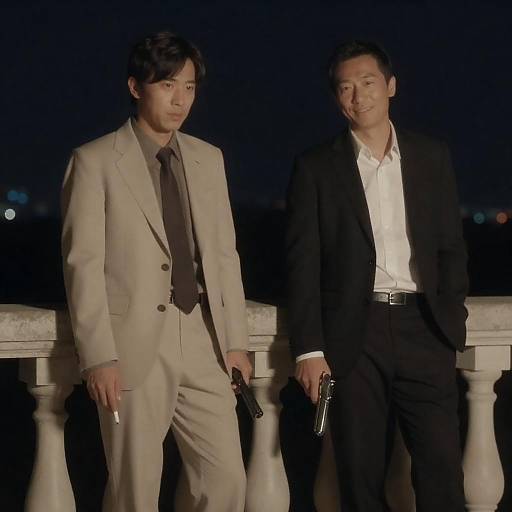 Nighttime Balcony Encounter with Guns