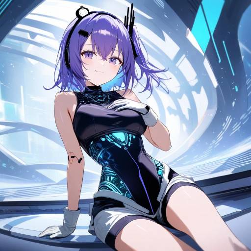 Futuristic Anime Girl on Starship Bridge