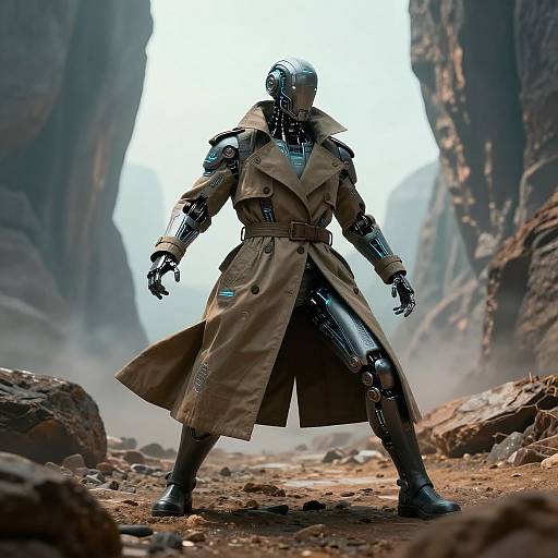 Sci-Fi Robotic Trench Coat Wanderer