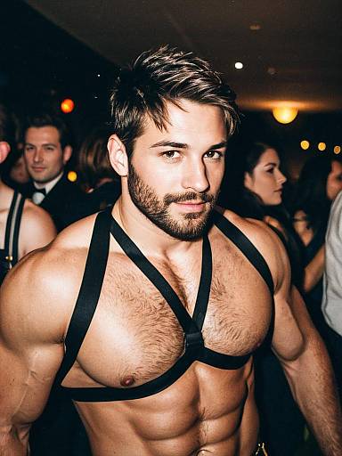 Man in Buff Male Costume at Themed Party