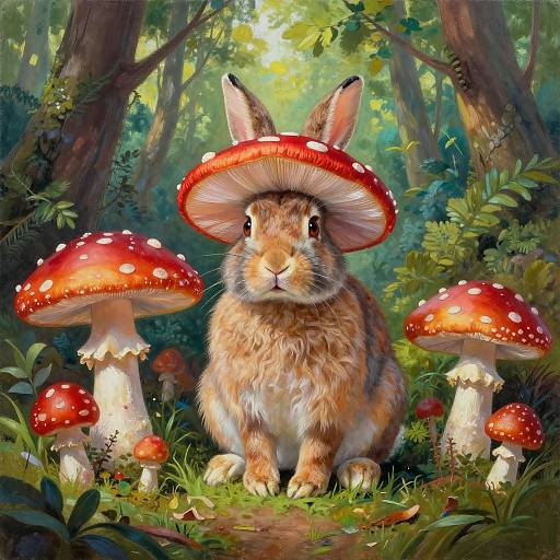 Realistic Rabbit in Whimsical Forest